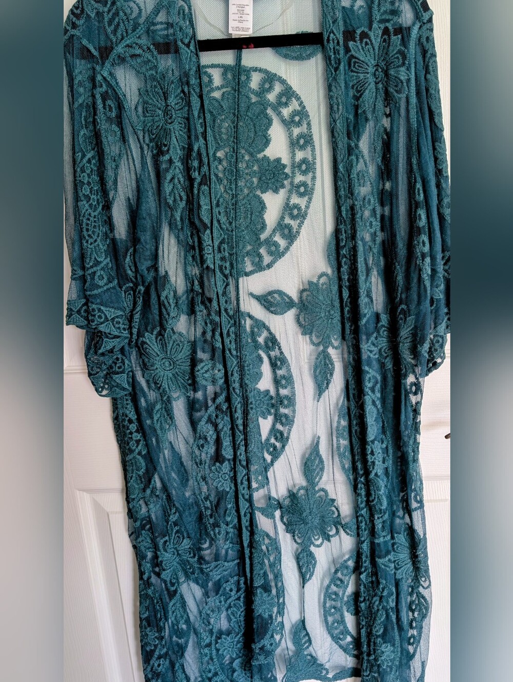 New without Tags - Sheer Teal Lace Duster Kimono